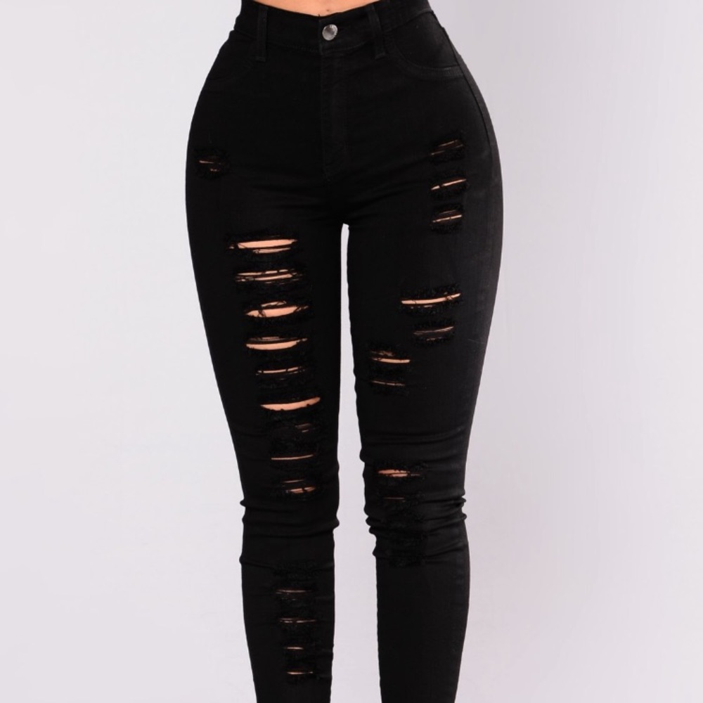 Distressed high waist pants